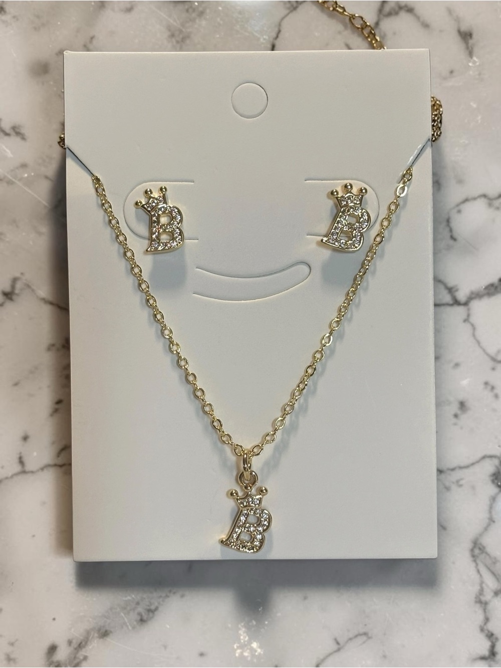14k Gold Plated 'B' Initial Jewelry Set